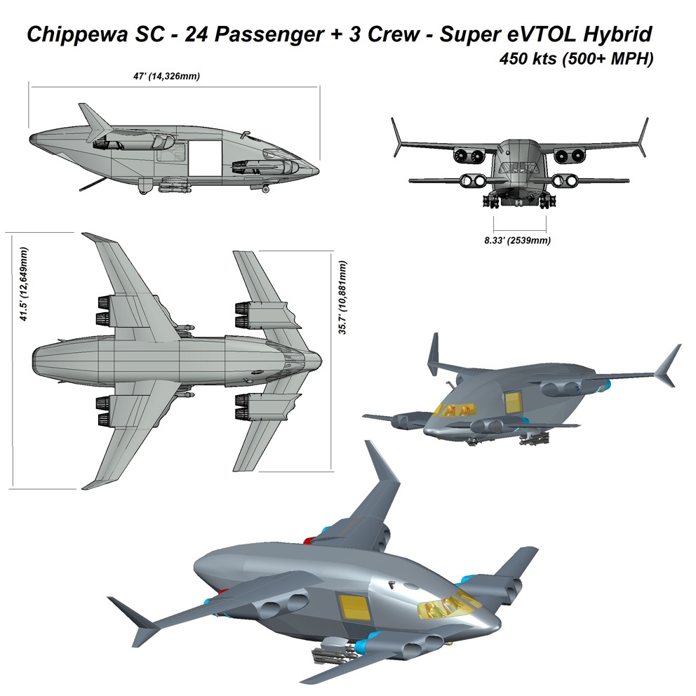 Chippewa SC, io aircraft, vtol, eVTOL, evtol hybrid, air taxi, flying car, personal vtol, personal air vehicle, electric flight, e-flite, vahana, drone, quad copter, tri copter, octocopter, eflite, electric flight, evtol uber, evtol airbus, evtol aroura, evtol boeing, vtol boeing, boeing octocopter, cityhawk, rolls-royce m250, aerospace, avionics, autonomous flight