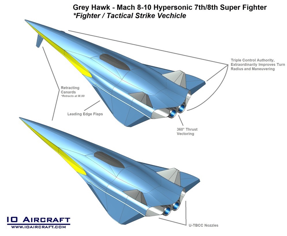 IO Aircraft - Grey Hawk - 7th - 8th Gen Mach 8-10 Hypersonic Super Fighter